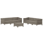 Set Divani da Giardino 7 pz con Cuscini in Polyrattan Grigio