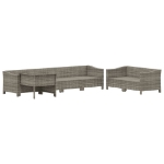 Set Divani da Giardino 7 pz con Cuscini in Polyrattan Grigio