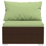 Set Divani da Giardino 9 pz con Cuscini in Polyrattan Marrone