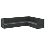 Set Mobili da Giardino 6 pz con Cuscini in Polyrattan Nero