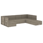 Set Divani da Giardino 7 pz con Cuscini in Polyrattan Grigio