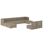 Set Divani da Giardino 10 pz con Cuscini in Polyrattan Grigio