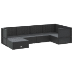 Set Mobili da Giardino 6 pz con Cuscini in Polyrattan Nero