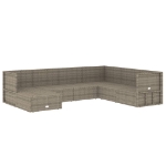 Set Divani da Giardino 7 pz con Cuscini in Polyrattan Grigio