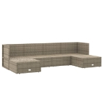 Set Divani da Giardino 6 pz con Cuscini in Polyrattan Grigio