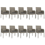 Set Mobili Giardino 11 pz con Cuscini Polyrattan Nero e Grigio