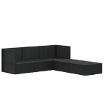 Set Divani da Giardino 5 pz con Cuscini Nero in Polyrattan