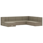 Set Divani da Giardino 7 pz con Cuscini in Polyrattan Grigio