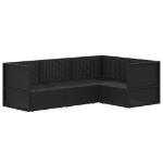 Set Divani da Giardino 4 pz con Cuscini Nero in Polyrattan