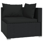 Set Salotto da Giardino 7 pz con Cuscini in Polyrattan Nero