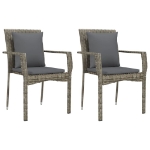 Set Salotto Giardino 3 pz con Cuscini Nero e Grigio Polyrattan