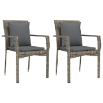 Set Salotto Giardino 3 pz con Cuscini Nero e Grigio Polyrattan