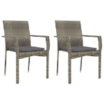 Set Salotto Giardino 3 pz con Cuscini Nero e Grigio Polyrattan