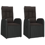 Set Mobili Giardino 3pz Nero Polyrattan e Legno Massello Acacia