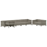 Set Divani da Giardino 8 pz con Cuscini in Polyrattan Grigio