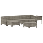 Set Divani da Giardino 7 pz con Cuscini in Polyrattan Grigio