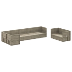 Set Divani da Giardino 8 pz con Cuscini in Polyrattan Grigio