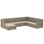 Set Divani da Giardino 7 pz con Cuscini in Polyrattan Grigio