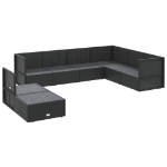 Set Mobili da Giardino con Cuscini 8 pz Nero in Polyrattan