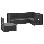 Set Divani da Giardino 5 pz con Cuscini Nero in Polyrattan