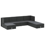 Set Salotto da Giardino con Cuscini 7pz Nero Polyrattan