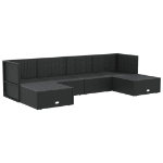 Set Mobili da Giardino 6 pz con Cuscini in Polyrattan Nero