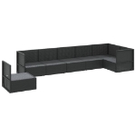 Set Salotto da Giardino con Cuscini 7pz Nero Polyrattan