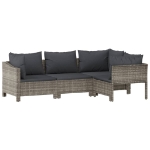 Set Divani da Giardino 5 pz con Cuscini in Polyrattan Grigio