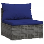 Set Divani da Giardino 4 pz con Cuscini in Polyrattan Grigio