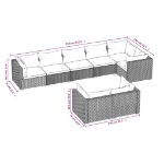 Set Divani da Giardino 8 pz con Cuscini in Polyrattan Marrone