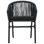 Set da Bistrot 3 pz con Cuscini in Polyrattan Nero