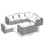 Set Divani da Giardino 9 pz con Cuscini in Polyrattan Nero