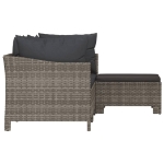 Set Divani da Giardino 4 pz con Cuscini in Polyrattan Grigio