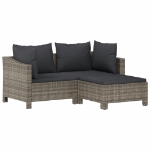 Set Divani da Giardino 7 pz con Cuscini in Polyrattan Grigio