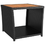 Set Mobili Giardino 3pz Nero Polyrattan e Legno Massello Acacia