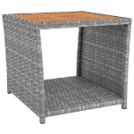 Set Mobili Giardino 3pz Grigio Polyrattan Legno Massello Acacia