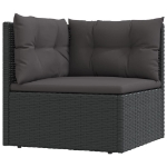 Set Salotto da Giardino con Cuscini 7pz Nero Polyrattan