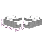 Set Divani da Giardino 12 pz con Cuscini in Polyrattan Nero