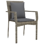 Set Salotto Giardino 3 pz con Cuscini Nero e Grigio Polyrattan