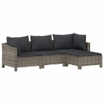 Set Divani da Giardino 8 pz con Cuscini in Polyrattan Grigio