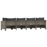 Set Divani da Giardino 4 pz con Cuscini in Polyrattan Grigio