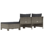 Set Divani da Giardino 3 pz con Cuscini in Polyrattan Grigio