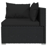 Set Salotto da Giardino 8 pz con Cuscini in Polyrattan Nero