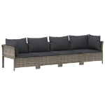 Set Divani da Giardino 10 pz con Cuscini in Polyrattan Grigio