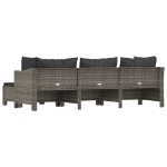 Set Divani da Giardino 4 pz con Cuscini in Polyrattan Grigio