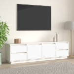 Mobile Porta TV Bianco 176x37x47,5 cm in Legno Massello di Pino