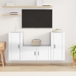 Set Mobili Porta TV 3 pz Bianco Lucido in Legno Multistrato