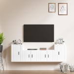 Set di Mobili Porta TV 4 pz Bianco Lucido in Legno Multistrato