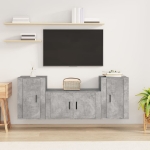 Set di Mobili Porta TV 3 pz Grigio Cemento in Legno Multistrato