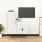 Set di Mobili Porta TV 2 pz Bianco in Legno Multistrato